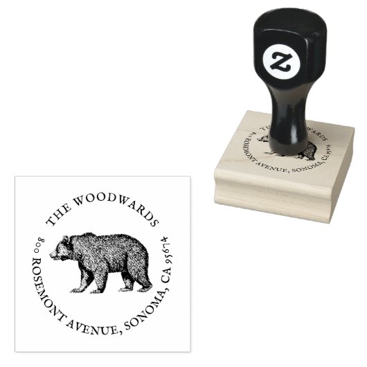 ベアファミリー名差出人住所 ラバースタンプ (押印)