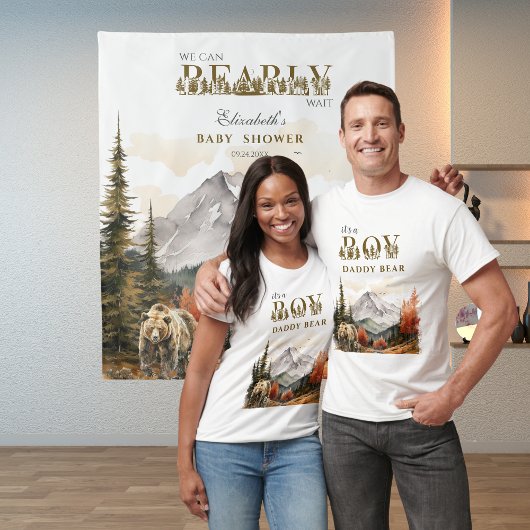 ベアファミリー素朴ウッドランド我々は待つことができる タペストリー