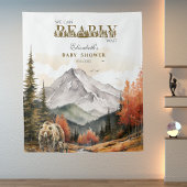 ベアファミリー素朴ウッドランド我々は待つことができる タペストリー