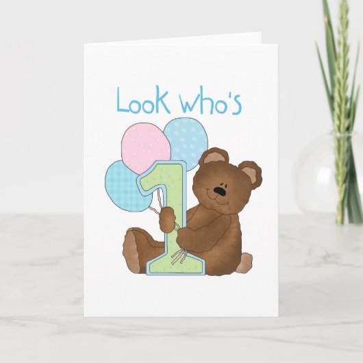 ベアファースト誕生日ブルーTシャツ&ギフト カード (正面)