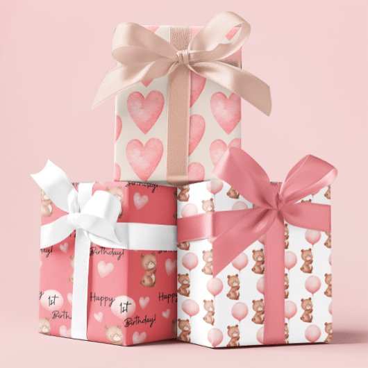 ベアファースト誕生日包装紙シート ラッピングペーパーシート