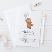 ベアファースト誕生日招待状グリーンバルーン 招待状