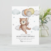 ベアファースト誕生日招待状バルーンキュート 招待状 (スタンド正面)