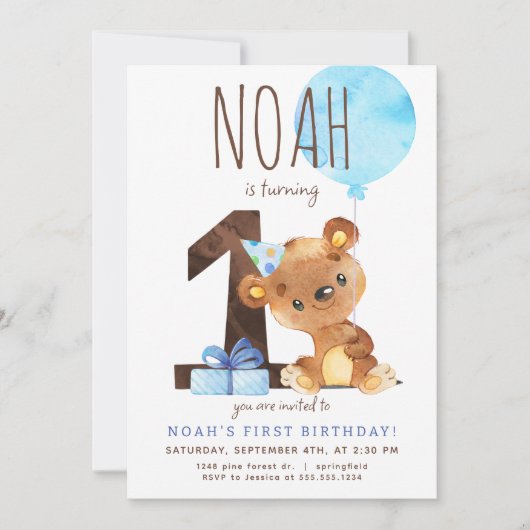 ベアファースト誕生日招待状 招待状 (正面)