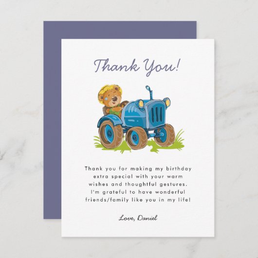 ベアファームトラクター サンキューカード (正面/裏面)
