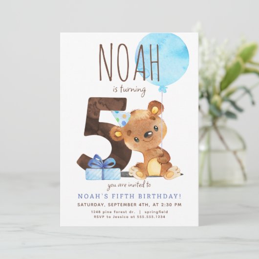 ベアフィフス誕生日招待状 招待状 (スタンド正面)