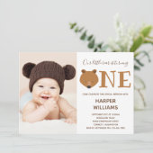 ベアフォトアニマルファースト誕生日招待状 招待状 (スタンド正面)