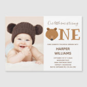 ベアフォトアニマルファースト誕生日 マグネット招待状 (正面)