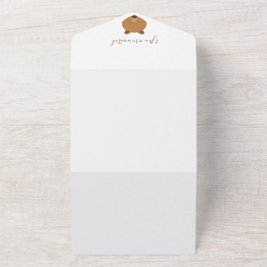 ベアフォトキュートファースト誕生日招待状 オールインワン招待状 (外側)