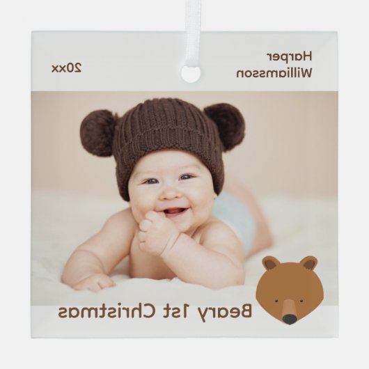 ベアフォトベビー初めてのクリスマス ガラスオーナメント (裏面)