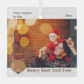 ベアフォト最高のパパクリスマス ガラスオーナメント (正面)