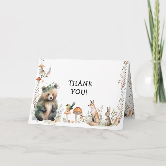 ベアフォレストかわいい動物ディアウッドランド誕生日 カード (正面)