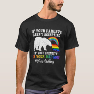 ベアフリーパパハグLGBTフラッグ虹LGBTQ父 Tシャツ