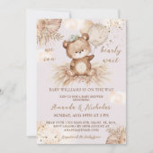 ベアフローラガールベビーシャワー 招待状 (正面)