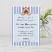 ベアブルーストライプ誕生日招待状 招待状 (スタンド正面)