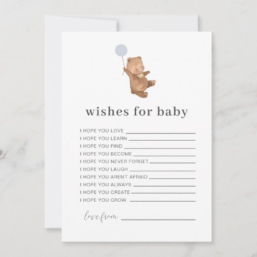 ベアブルーバルーンがベビーカードを希望 招待状 (正面)