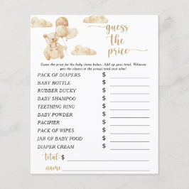ベアプライス推測ベビーシャワーゲーム