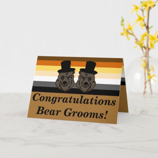 ベアプライドはゲイの結婚おめでとうカードを持つ カード (黄色い花)