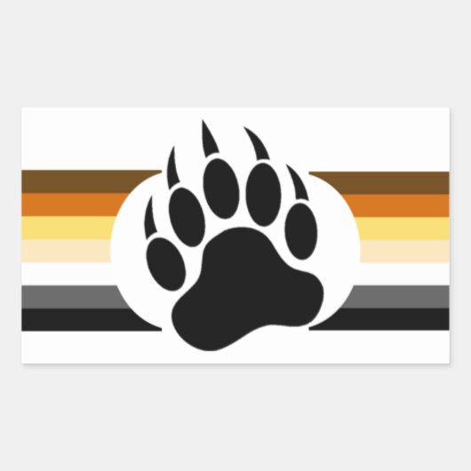 ベアプライドストライプカラーとベアーポー 長方形シール (正面)