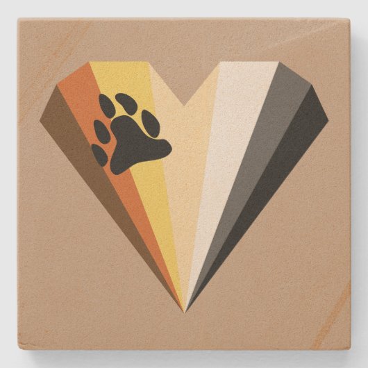 ベアプライドハートストーンコースター ストーンコースター (正面)