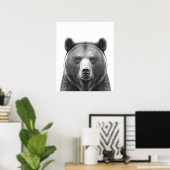 ベアヘッドポートレート白黒 ポスター (ホームオフィス)