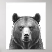 ベアヘッドポートレート白黒 ポスター (正面)