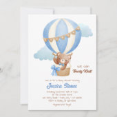ベアベビーシャワー招待状ボーイホットエアバルーン 招待状 (正面)