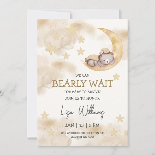 ベアベー男女兼用ビーシャワー私たちは心から待つことができる 招待状 (正面)