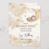 ベアベー男女兼用ビーシャワー私たちは心から待つことができる 招待状 (正面/裏面)