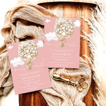 ベアホットエアバルーンピンクの女の子ベビーシャワー