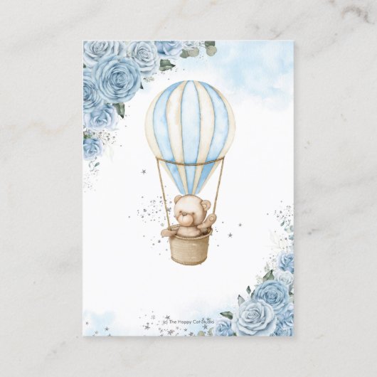 ベアホットエアバルーンブルーフローラおむつラッフル 名刺 (裏面)