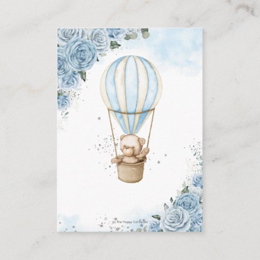ベアホットエアバルーンブルーフローラブックベビー エンクロージャーカード (裏面)