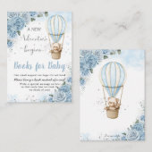 ベアホットエアバルーンブルーフローラブックベビー エンクロージャーカード (正面/裏面)