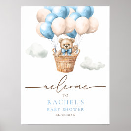 ベアホットエアバルーン男の赤ちゃんシャワーウェルカム ポスター