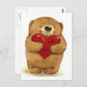 ベアホールディングハート – 私はあなたを愛する ポストカード (正面/裏面)