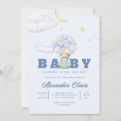 ベアボホブルーウォーター色ベビーシャワー 招待状 (正面)
