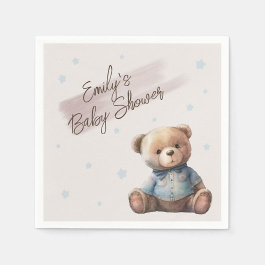 ベアボホモダンブルーベビーシャワー スタンダードカクテルナプキン (正面)