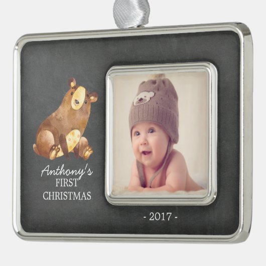 ベアボーイズベビー第1回クリスマスフォトオーナメント シルバープレートフレームオーナメント (左)