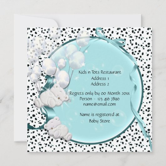 ベアボーイベビーシャワーテディ 招待状 (裏面)