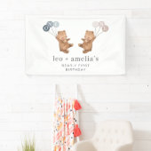 ベアボーイ女の子ツインズ – 合同誕生日へようこそ 横断幕 (インサイチュ)