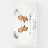 ベアボーイ女の子ツインズ – 合同誕生日へようこそ 横断幕 (縦)