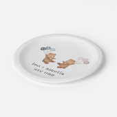 ベアボーイ女の子ツインズ – 合同誕生日 ペーパープレート (アングル)