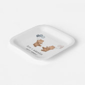 ベアボーイ女の子ツインズ – 合同誕生日 ペーパープレート (傾斜あり)