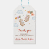 ベアボーイ女の子ツインズ – 最初の誕生日パーティー ギフトタグ (裏面)