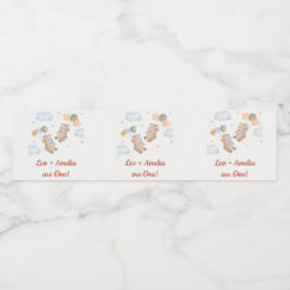 ベアボーイ女の子ツインズ – 最初の誕生日パーティー ペットボトルラベル