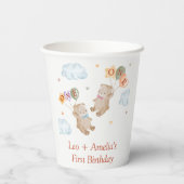 ベアボーイ女の子ツインズ – 最初の誕生日パーティー 紙コップ (裏面)