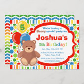 ベアボーイ誕生日パーティーの招待状を作成する 招待状 (正面/裏面)