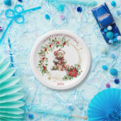 ベアポインセチア葉ベビー初めてのクリスマス ペーパープレート (パーティー)