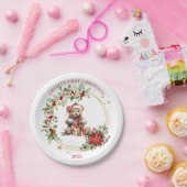 ベアポインセチア葉ベビー初めてのクリスマス ペーパープレート (パーティー)