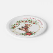ベアポインセチア葉ベビー初めてのクリスマス ペーパープレート (アングル)